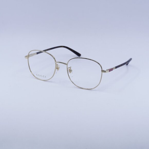Gucci GG1352O 004 Eyeglasses Gold/Dark Havana 53mm Rectangle Frame - Picture 1 of 10